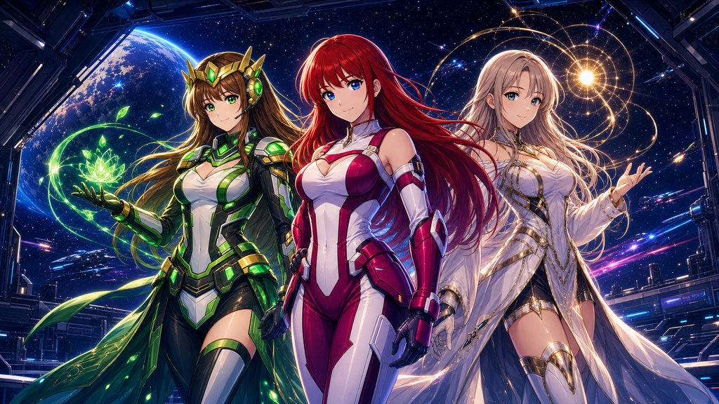 Najko, Reina, and Dawn from Aetheris Core