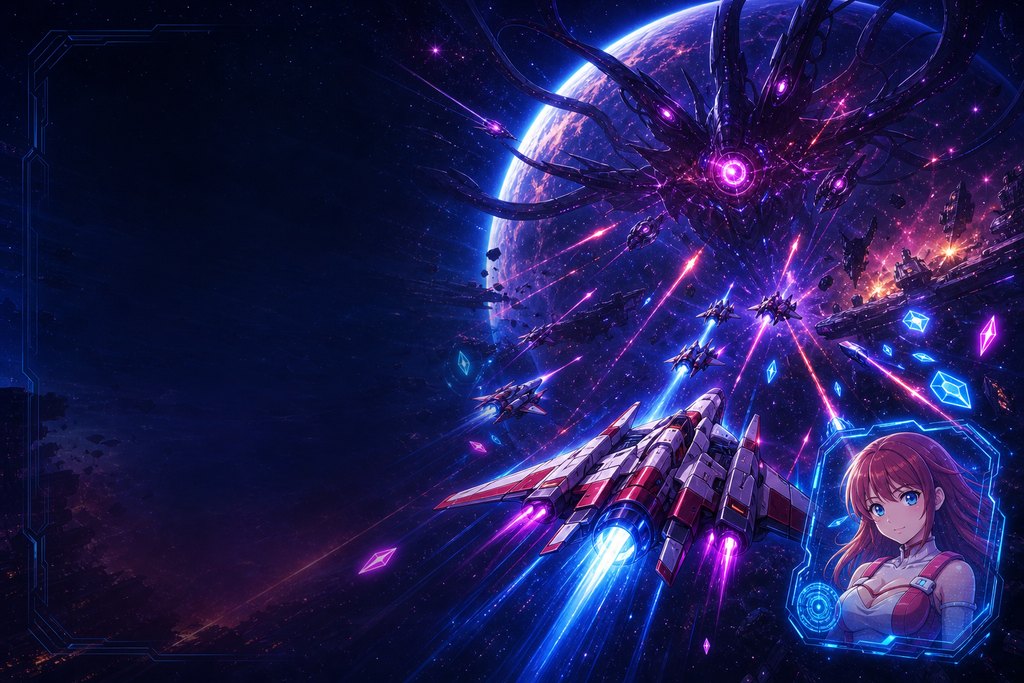 Aetheris Core starship battle against a massive void boss