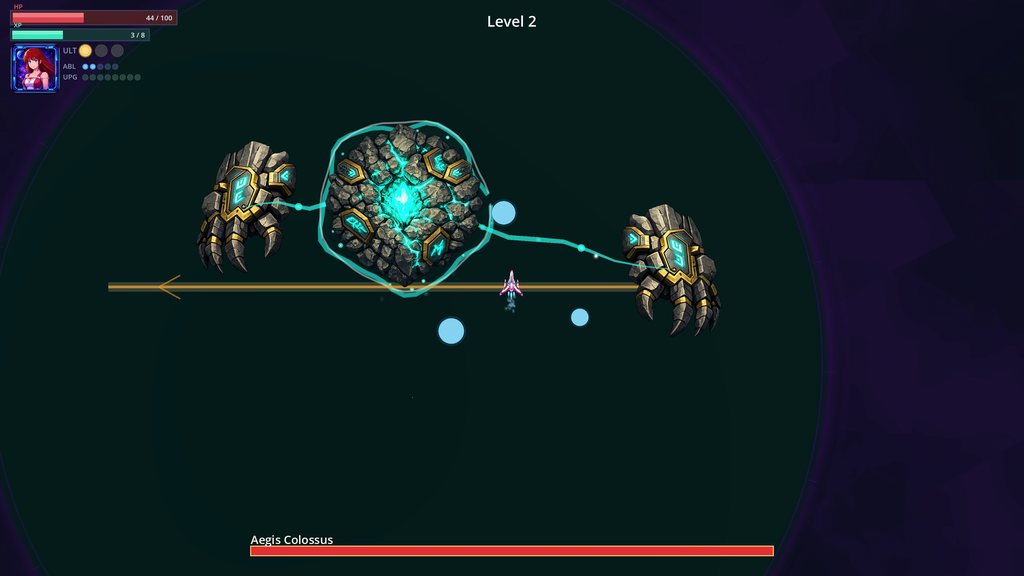 Aetheris Core late boss battle with bright projectile patterns
